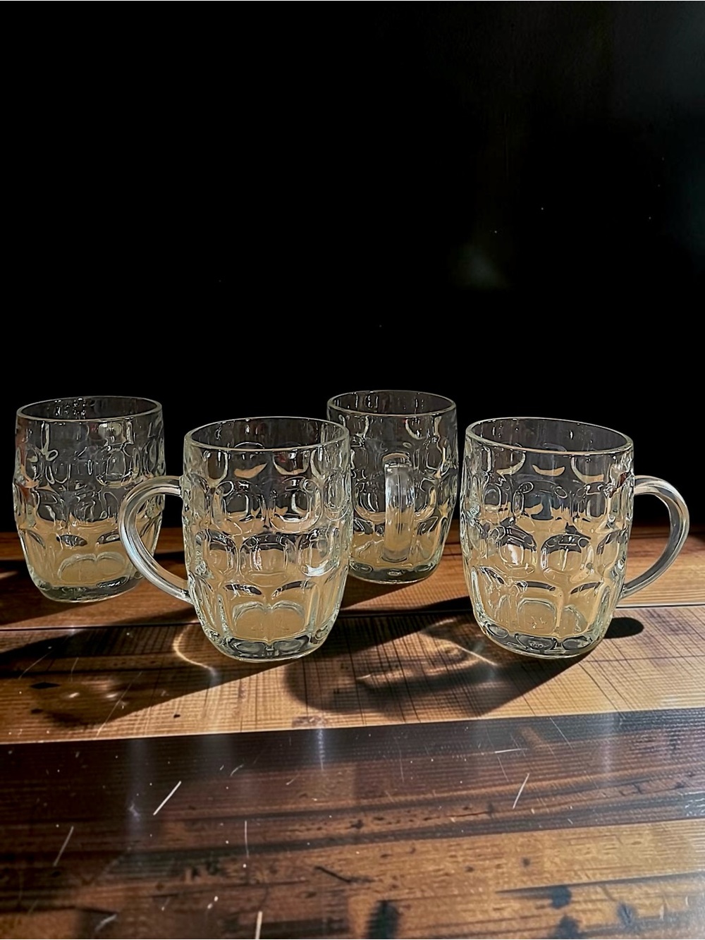 Ravenhead R5V1 Dimple Thumbprint Panel Clear Pressed Jug Glass Handle Mug